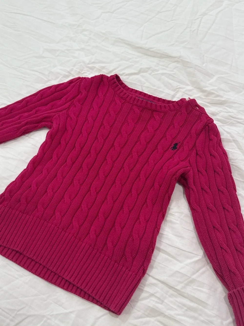 Ralph Lauren Women's Cable Knit Crewneck Sweater - Fuchsia